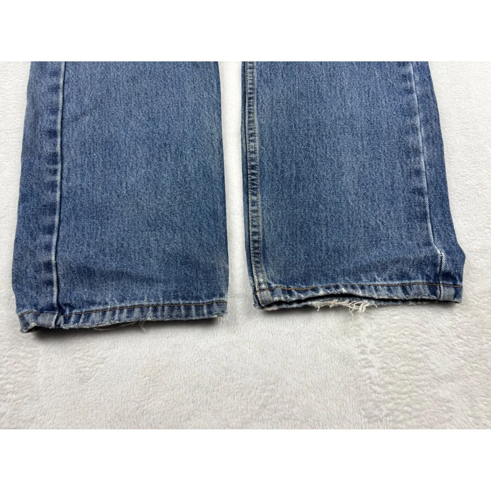 Levis 505 Mens 34x36 Jeans Grungy Medium Blue Washed Denim Distressed True Fade